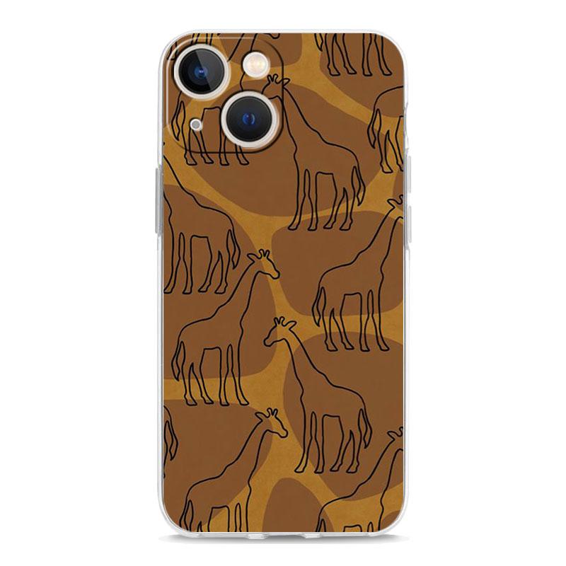 Иллюстрация жирафа Чехол для телефона Для iPhone 11 Чехлы iPhone 15 12 13 14 16 Pro Max X XR XS 14 15 Plus 16Pro iPhone16 Прозрачный чехол