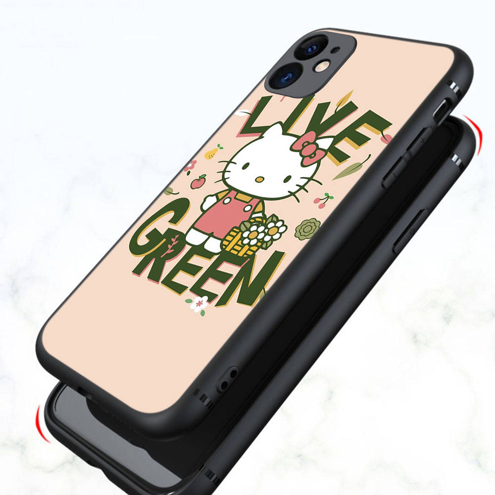 KT62 Cute Hello Kitty Case for Xiaomi Poco X6 X4 M5 M6 F5 F6 C65 C55 C50 C51 C40 Redmi Note 7 8 14C A3X 13C 12C 11 10A 9C Pro Black Sofe Cover