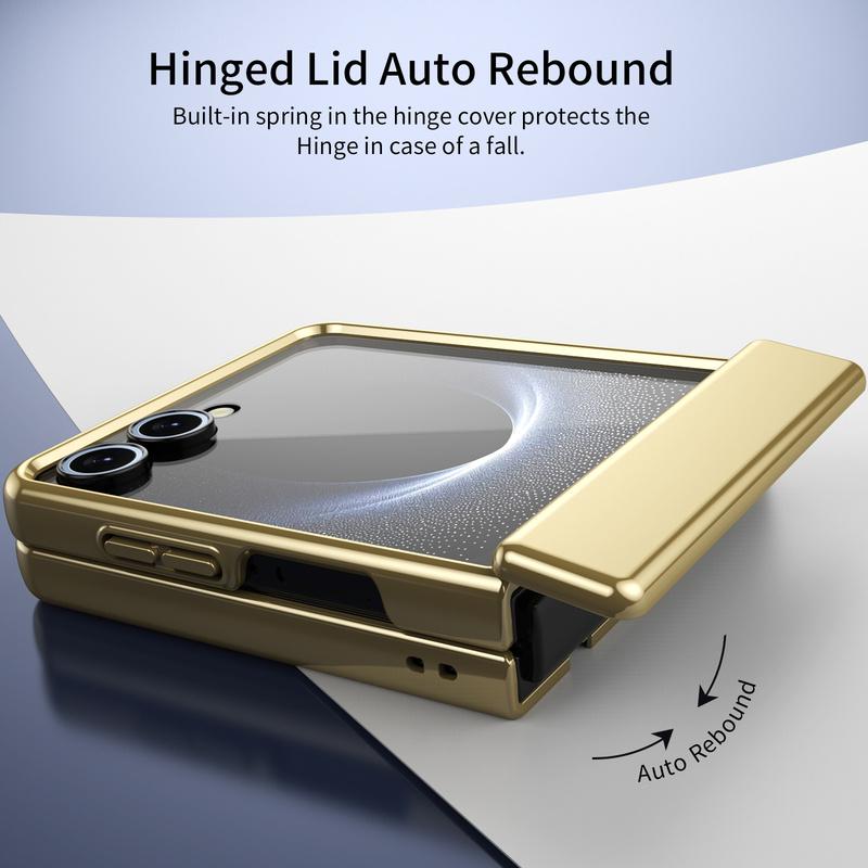 For Samsung Galaxy Z Flip 8 7 6 5 4 5G Phone Case with Built-in Screen Protector & Hinge Protection Electroplating Frosted Cover