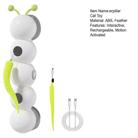 Интерактивная игрушка-гусеница Yousheng, перезаряжаемая, активируемая движением, игрушка-крот с присоской, автоматическая пушистая дразнилка для кошек с 2 хвостами