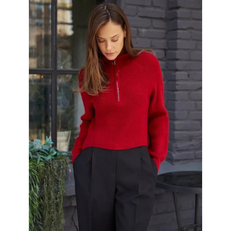 Элегантная женская полувысокая горловина ленивый ветер свитер куртка женская ранняя осень весна осень дизайн чувство вязаные топы снаружи удобные и универсальные