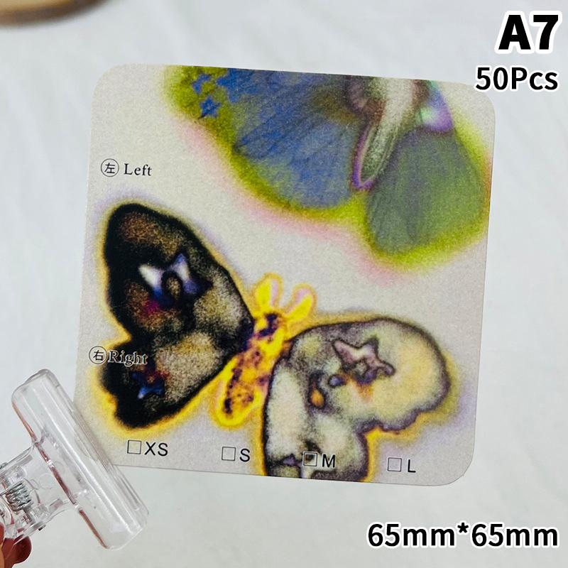 50 шт. Картонные карточки для накладных ногтей 6,5X6,5 см 8X8 см, мультяшный узор, дисплей для нейл-арта, фотореквизит, карточка, типсы для накладных ногтей, маникюр