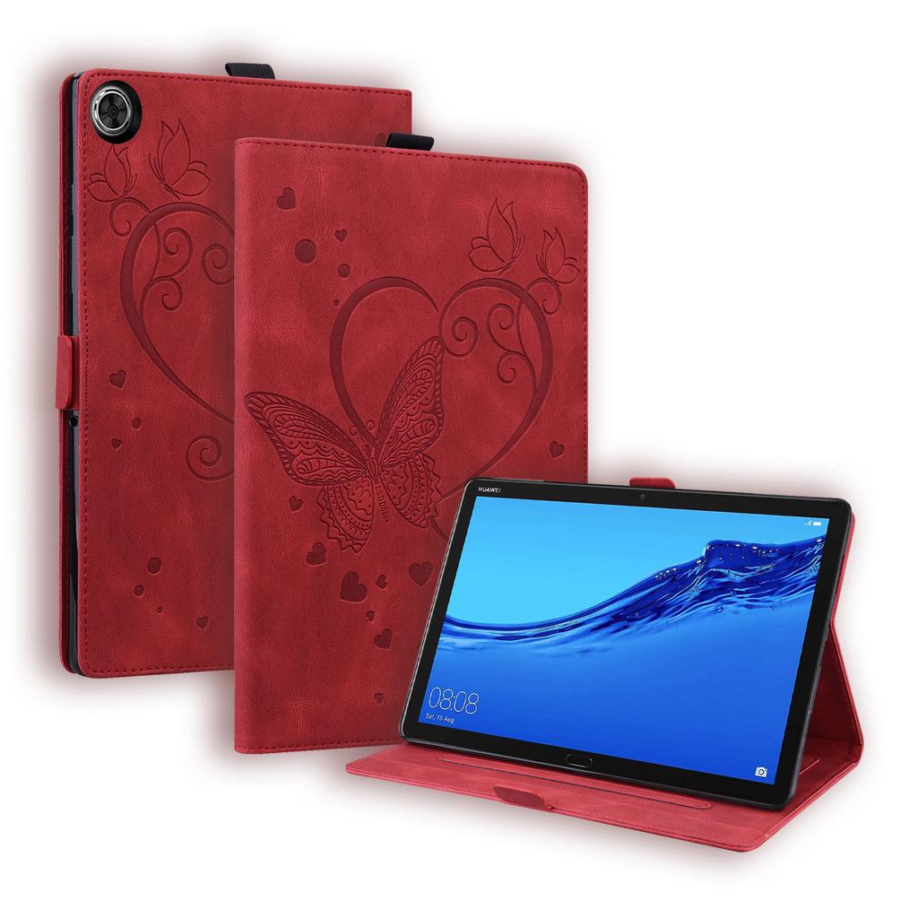 Подходит для планшета Samsung Tab A9 + 11 дюймов 2026 года, кожаный чехол A11, матовый, с тиснением в виде сердца и бабочки, с держателем для карт