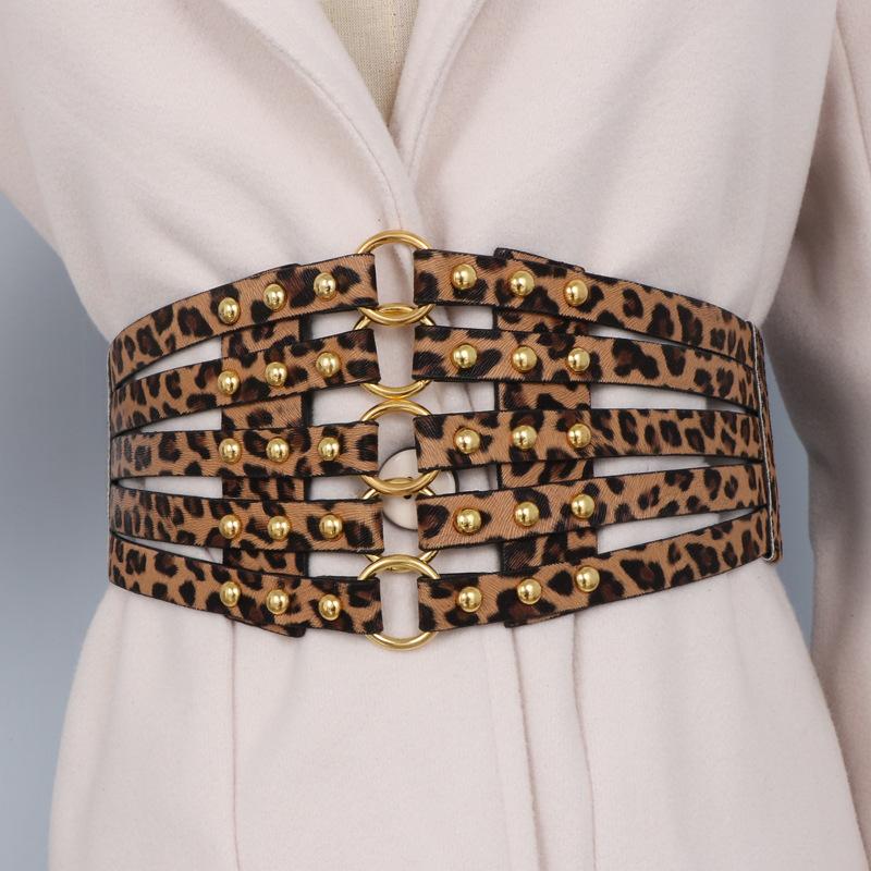 Европейский и американский ретро ивовые гвозди полое кольцо мода декоративное платье пальто искусственная кожа широкий пояс с уплотнителем пояс для женщин