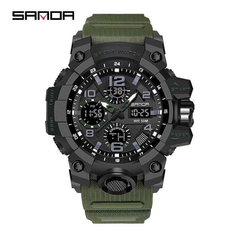 Sanda Teen Multi-functional Waterproof Sports Watch with Alarm & Luminous Display
