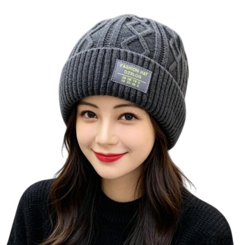 Autumn and winter hats women's fashion versatile ear protectors pullover hats show a small face outdoor cold-proof plush warm knitted wool hats