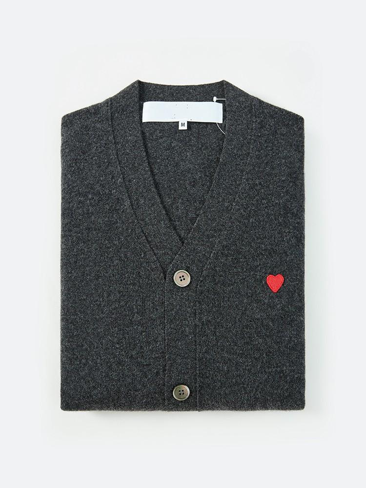 Unisex V-Neck Heart Kawakubo Wool Cardigan Sweater