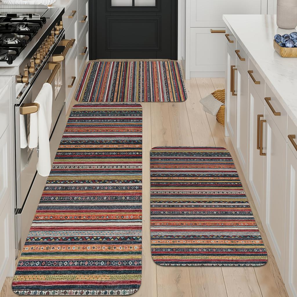 1 шт. анти-усталостные кухонные коврики, богемный принт, водонепроницаемый нескользящий толстый мягкий кухонный коврик, прочный, удобный стоячий коврик для кухни