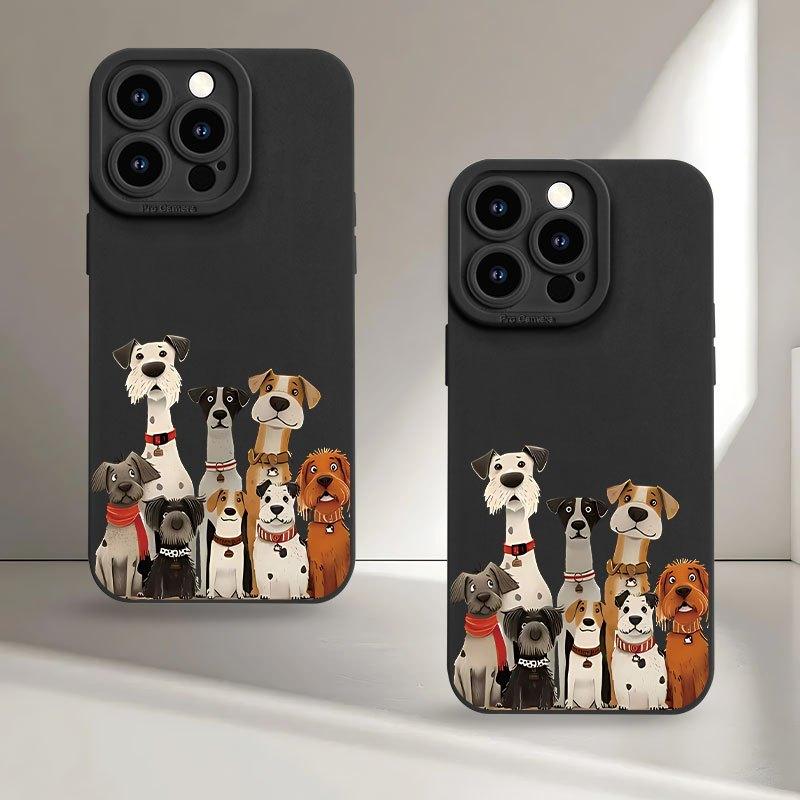 Чехол для мобильного телефона с рисунком «Семейство щенков», подходит для iPhone 17 16 15 14 13 12 11 Pro / Max / Plus, противоударный