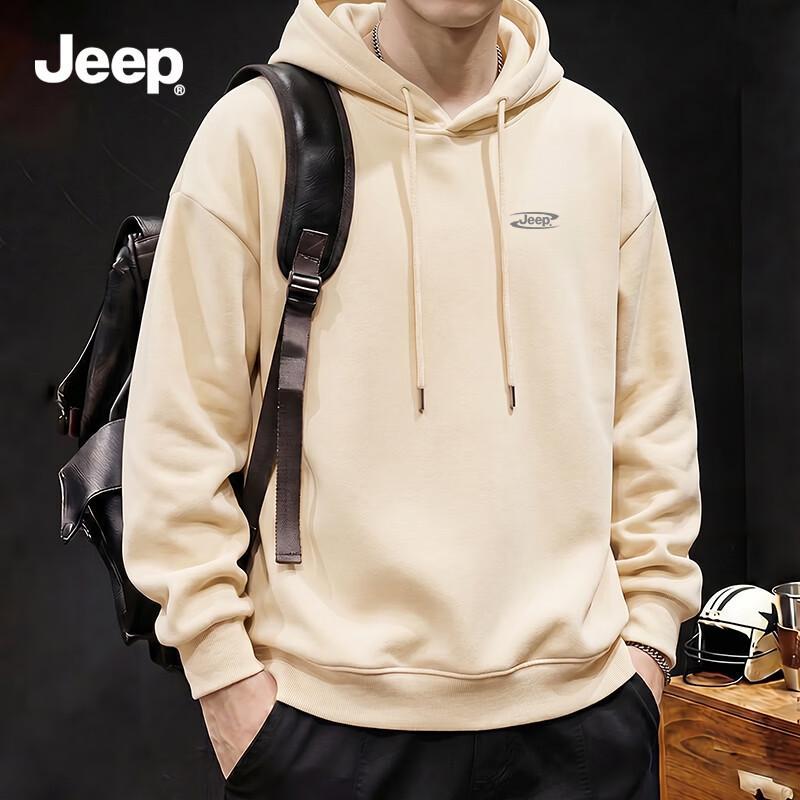 Jeep Мужская толстовка с капюшоном, тяжелая, свободного кроя