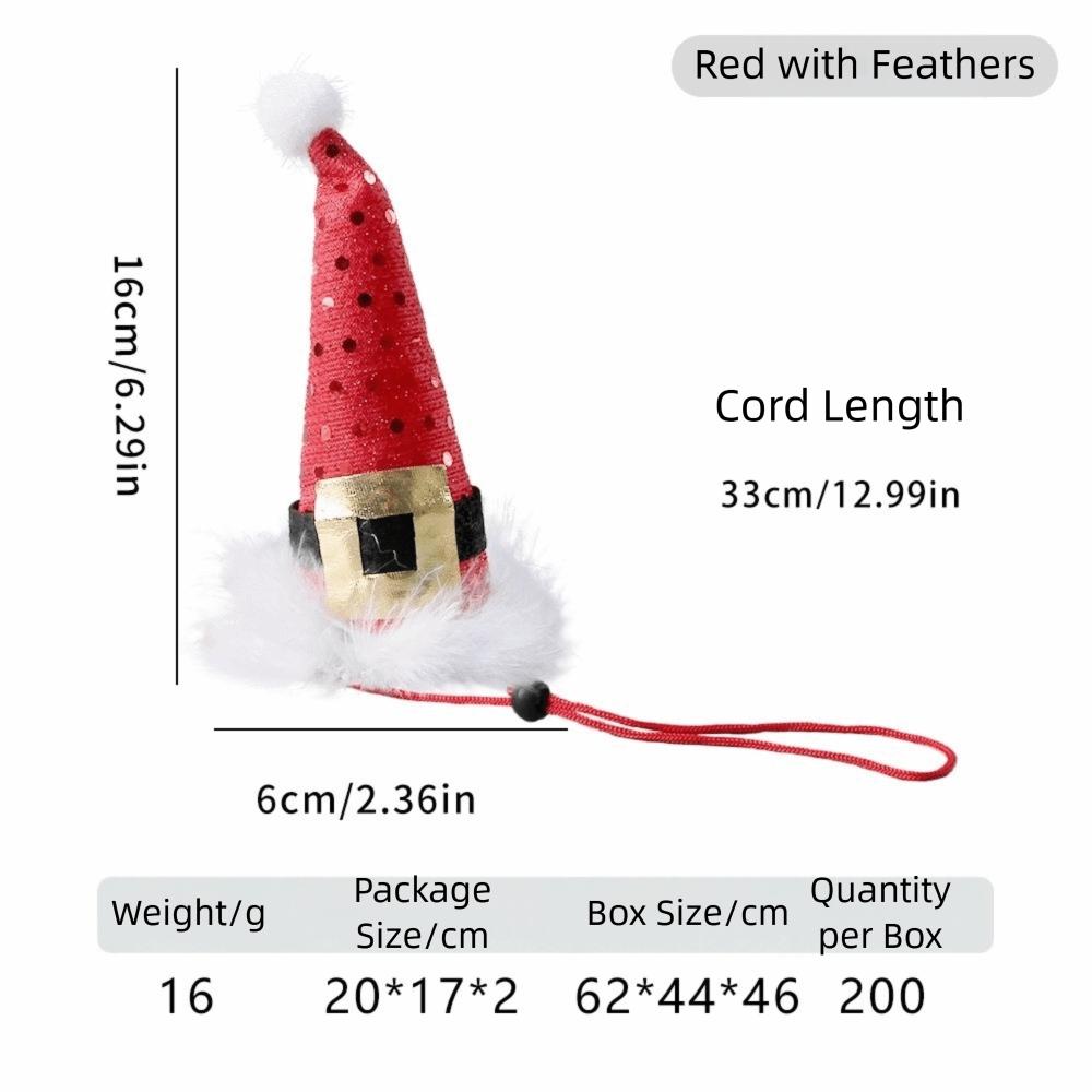 Mini Christmas Pet Costumes Santa Hat Adjustable Soft Santa Hat Comfortable with Lanyard Pet Santa Hat Pet Show
