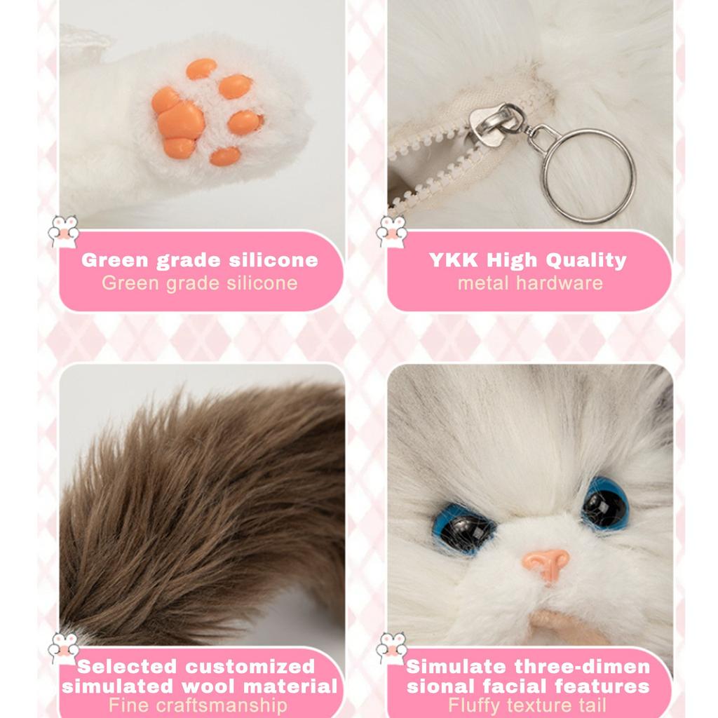 Рюкзак в виде мягкой игрушки Милый плюшевый рюкзак в виде кошки, Сделанный вручную реалистичный рюкзак в форме кошки для сопровождения плюшевой кошки