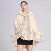 Women 2 Circle Faux Rabbit Fur Cape Poncho Winter Loose Warm Shawl Outerwear Cashmere Cloak Overcoat