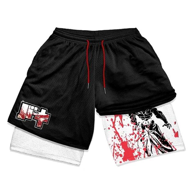 Baki Grappler Shorts Pants Double-Layer Boxing Muay Thai Kickboxing Training Japan Cartoon Animation 3D Print Gym Sport Workout Fitness Cosplay Unisex