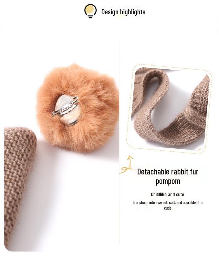 Вязаная кашемировая шапка для мальчиков и девочек: Теплая, симпатичная, ветрозащитная шапка с защитой ушей для осени и зимы.