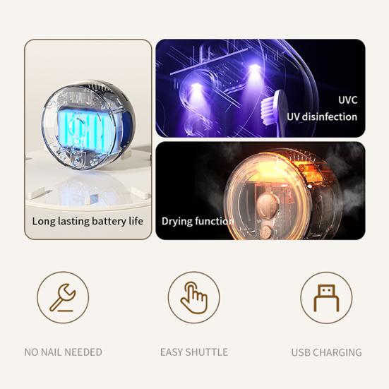 УФ Санитайзер для зубных щеток 2 слота USB перезаряжаемый без сверления портативный для дома, путешествий, ванной комнаты, настенный электрический держатель для зубных щеток, очиститель