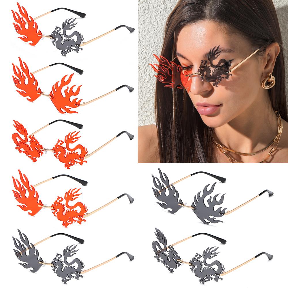 Phoenix Shape Sunglasses for Women Rimless Sunglasses Tinted Frameless Eyewear Trendy Sun Glasses