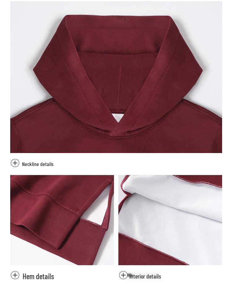 Plus Size Women's Hooded Long Sleeve Solid Color Pullover Sweatshirt with Velvet-Lined Slimming Design