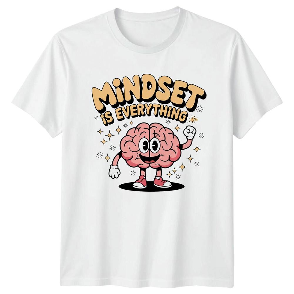 Mindset Is Everything TShirt Retro Cartoon Brain Graphic Tee