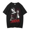 Vintage Washed NANA Black Stones Nana Osaki Punk Rock Japanese Anime Printed Cotton T-shirt Men Women Tee Y2K Aesthetic Summer Casual Fashion Clothing