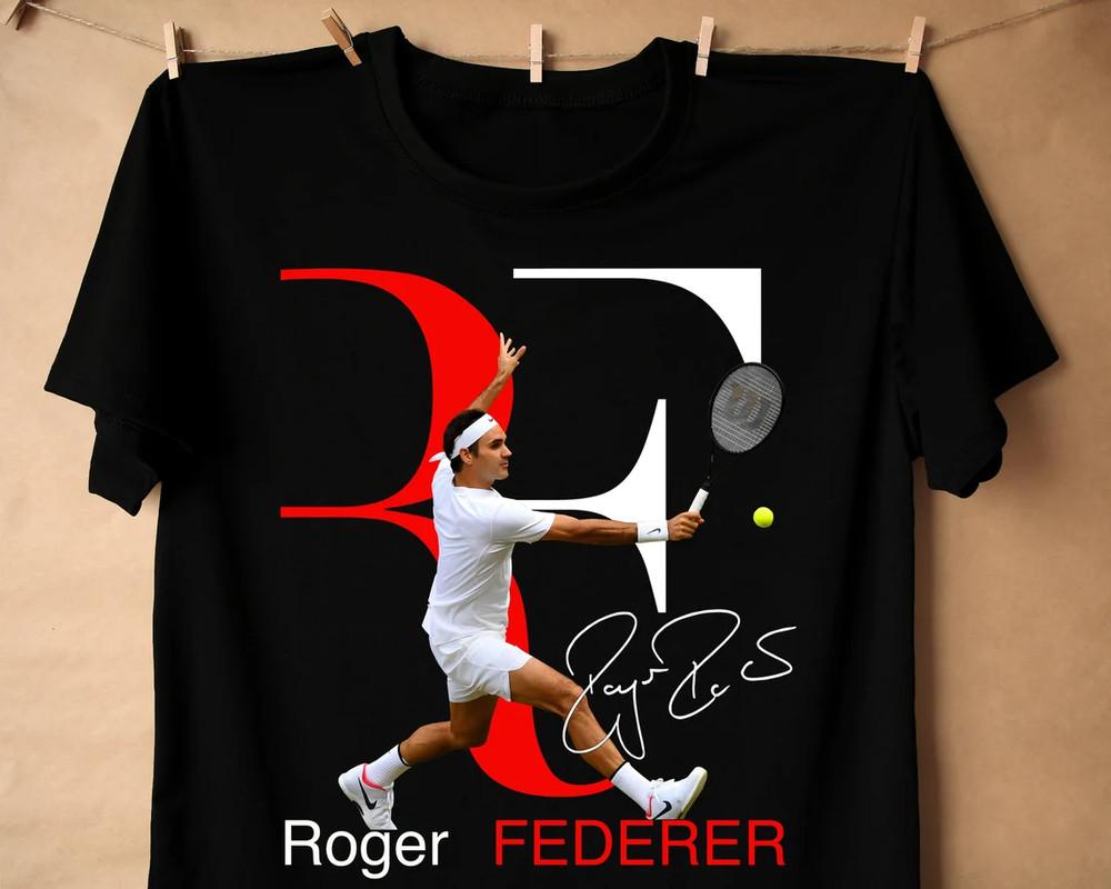 Идеальная футболка с автографом Роджера Федерера черная Хлопковая футболка Все размеры S-4XL VN119 Унисекс футболка