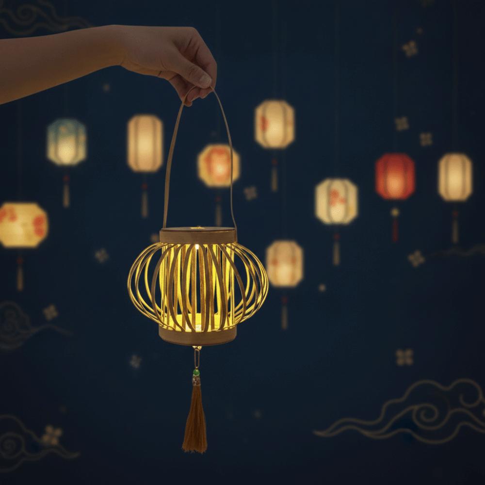 Intricate Weaving Luminous Vine Light Portable Handheld Bamboo Woven Ornament Moon Festival