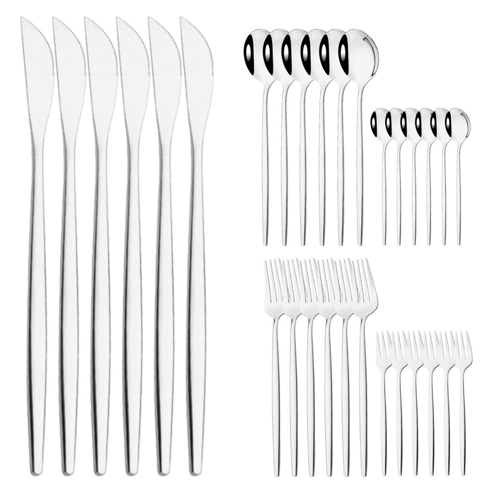 30Pcs Stainless Steel Flatware Cutlery Set Dinner Rose Dinnerware Set Knife Fruit Fork Spoon Kitchen Tableware Silverware Set