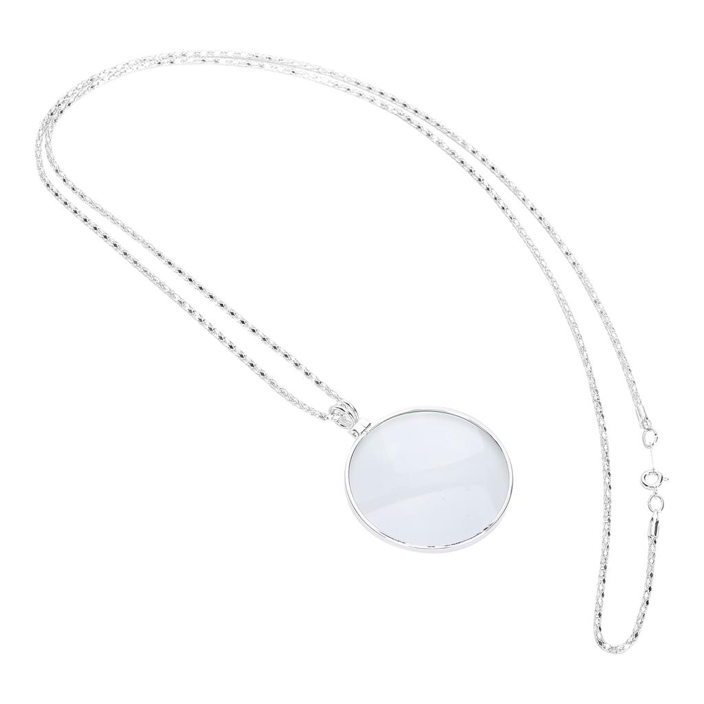5X Alloy Necklace Magnifying Glass Portable Rding Pendant Magnifier with Chain