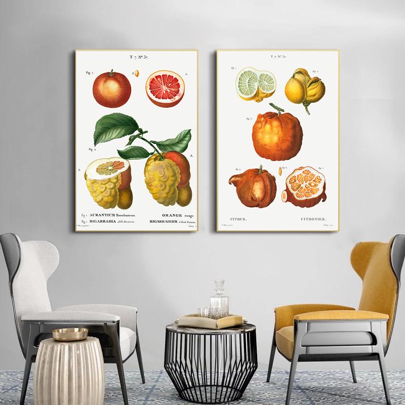 Nordic Kitchen Decor Canvas Painting Fruit Vegetables Pictures On The Wall Orange Art Posters for Home Design No Frame