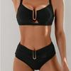 European & American Sexy Backless Bikini for Women - High Waist, Chest-Gathering Design