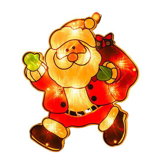 Светодиодные рождественские гирлянды на присосках, подвесные светильники в виде Санта-Клауса, лося, звезды, сезонные знаки, работающие от батареек, лампы на присосках