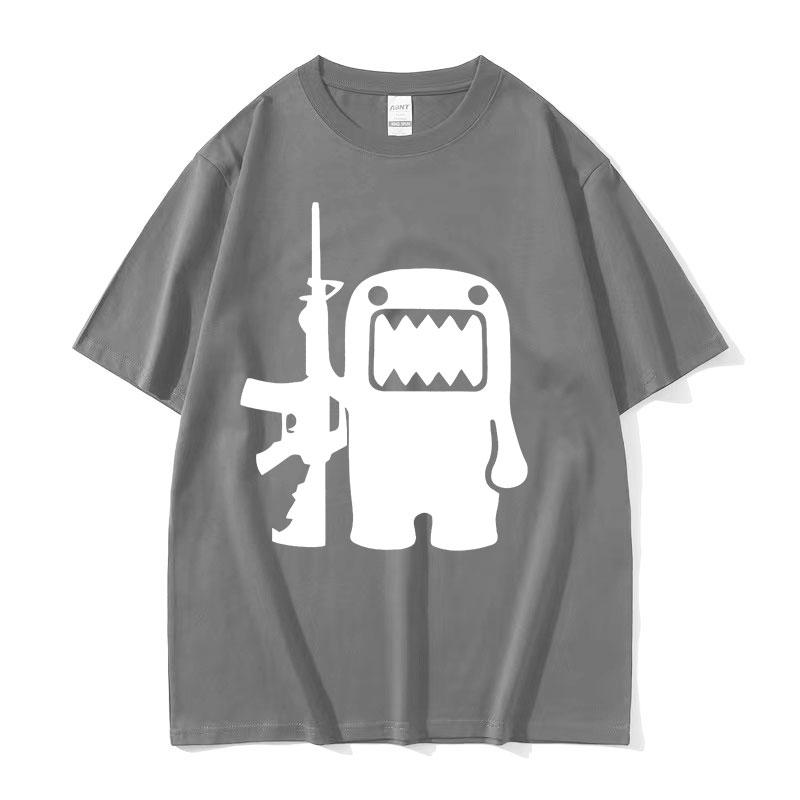 Смешная футболка с графическим принтом Domo Kun AK47 в ретро-стиле для мужчин, с круглым вырезом, высококачественная модная футболка, мужская, 100% хлопок, оверсайз футболки, стритвир