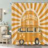 Here Comes The Sun Shower Curtain 72x72 Inches Boho Vintage Floral Bus Retro Hippie Orange Sun Sunshine Reversible for Home