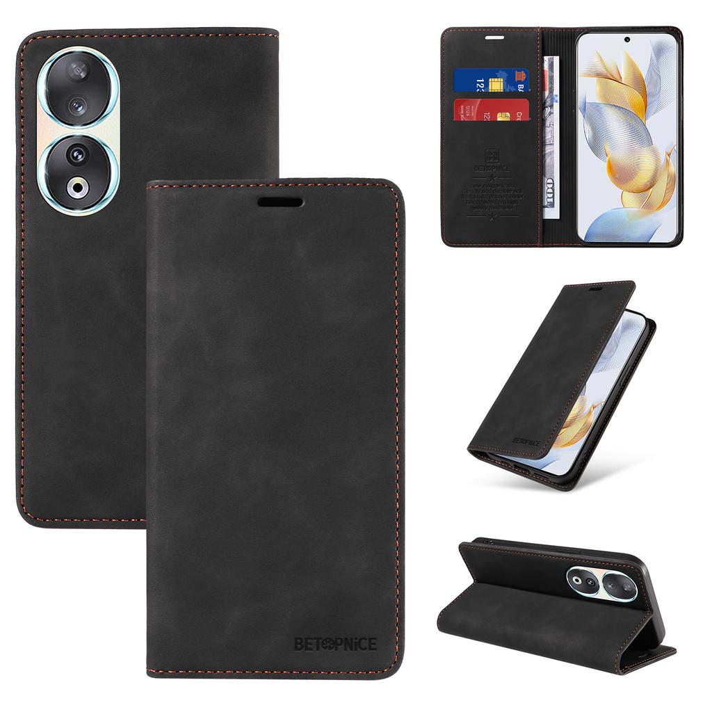 Leather Wallet Folio Case Magnetic Closure RFID Blocking Card Slot Kickstand Full Protection Case For Huawei Honor 90 X9A X40 X8 X9 Mate 60 Nova 11i