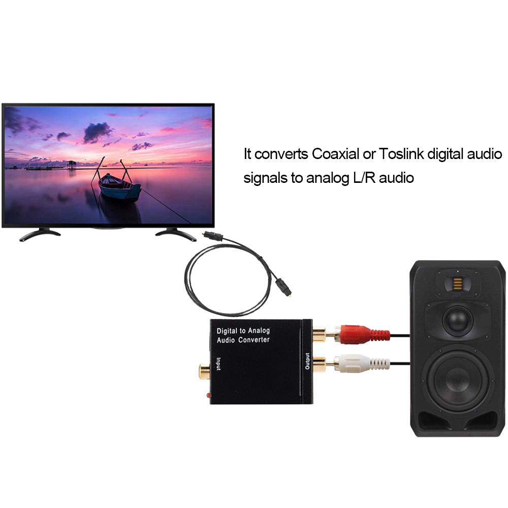 Цифро-аналоговый аудиоконвертер Аудиопереключатель Оптический к RCA AV