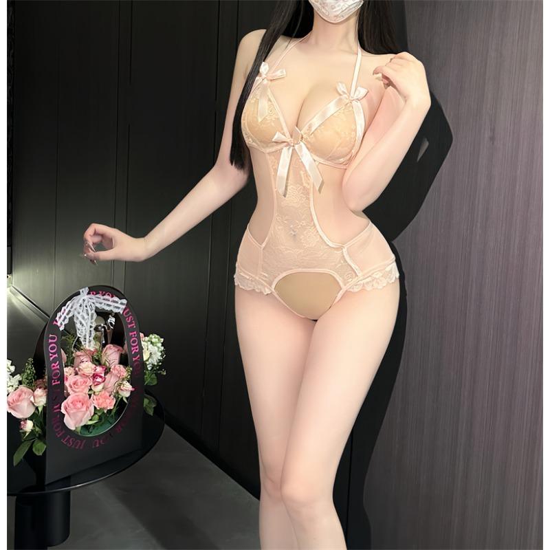 Боди, цельное, с открытой промежностью, для свободного секса, сексуальные подвязки, униформа чистого желания, кружевной соблазнительный комплект для сна 8
