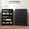 Chest Of Drawers 5 Drawer Dresser Modern Storage Cabinet With 5 Drawers For Bedroom Living Room Black