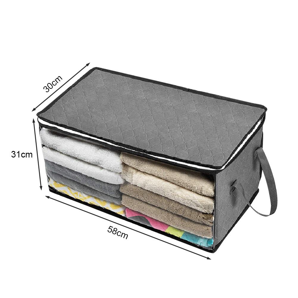 Foldable Blanket Storage Bags Foldable Blanket Storage Bins with Sturdy Zippers Thick Fabric Large Clear Window & Carry Handles