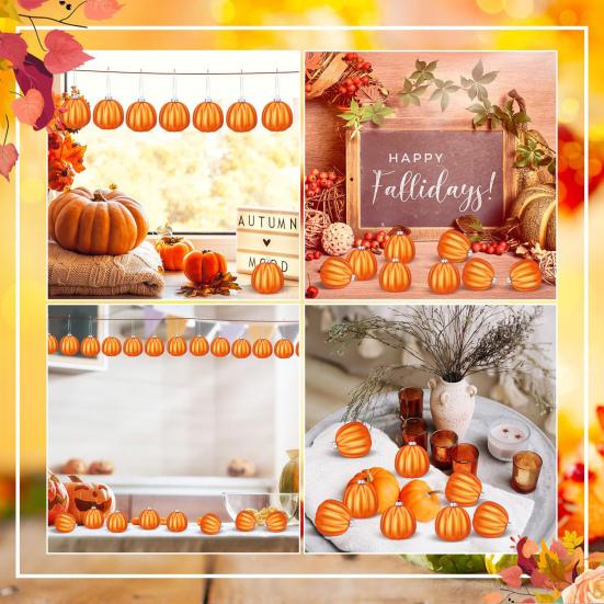12Pcs Fall Mini Pumpkin Balls Hanging Thanksgiving Pumpkin Ornament Halloween Christmas Tree Decoration Farmhouse Home Party Decor