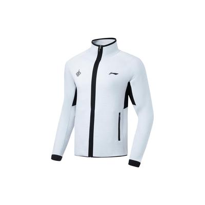 Li Ning Sports Basketball Series Logo Letter Zipper Warm Hoodie Men Hoodies Standard-White AWDT097-2