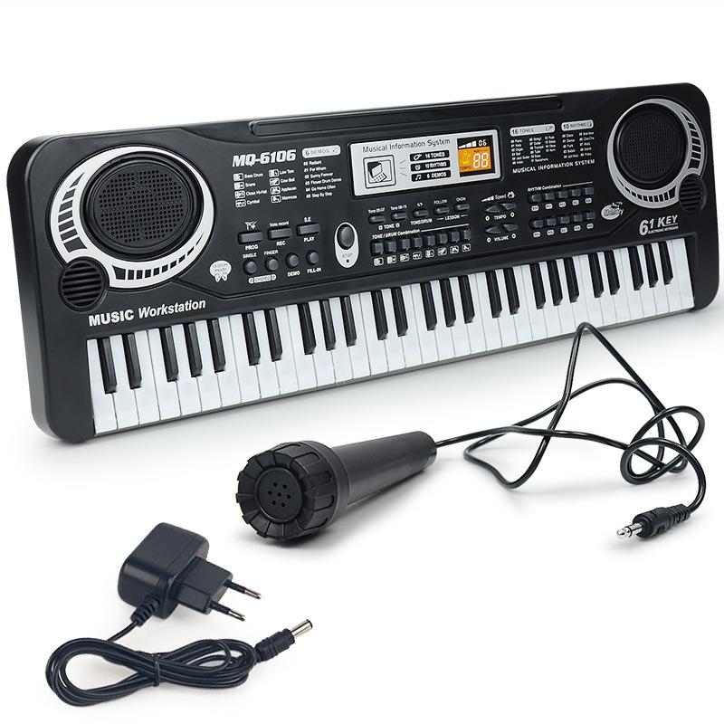 61-клавишный многофункциональный электронный орган, детские игрушки, можно заряжать напрямую, детское раннее образование, музыка, симуляция пианино, с микрофоном