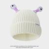 Yousheng Cute Knitted Beanie Hat with Eyes Wear Resistant Solid Color LED Glowing Funny Cartoon Winter Warm Hat