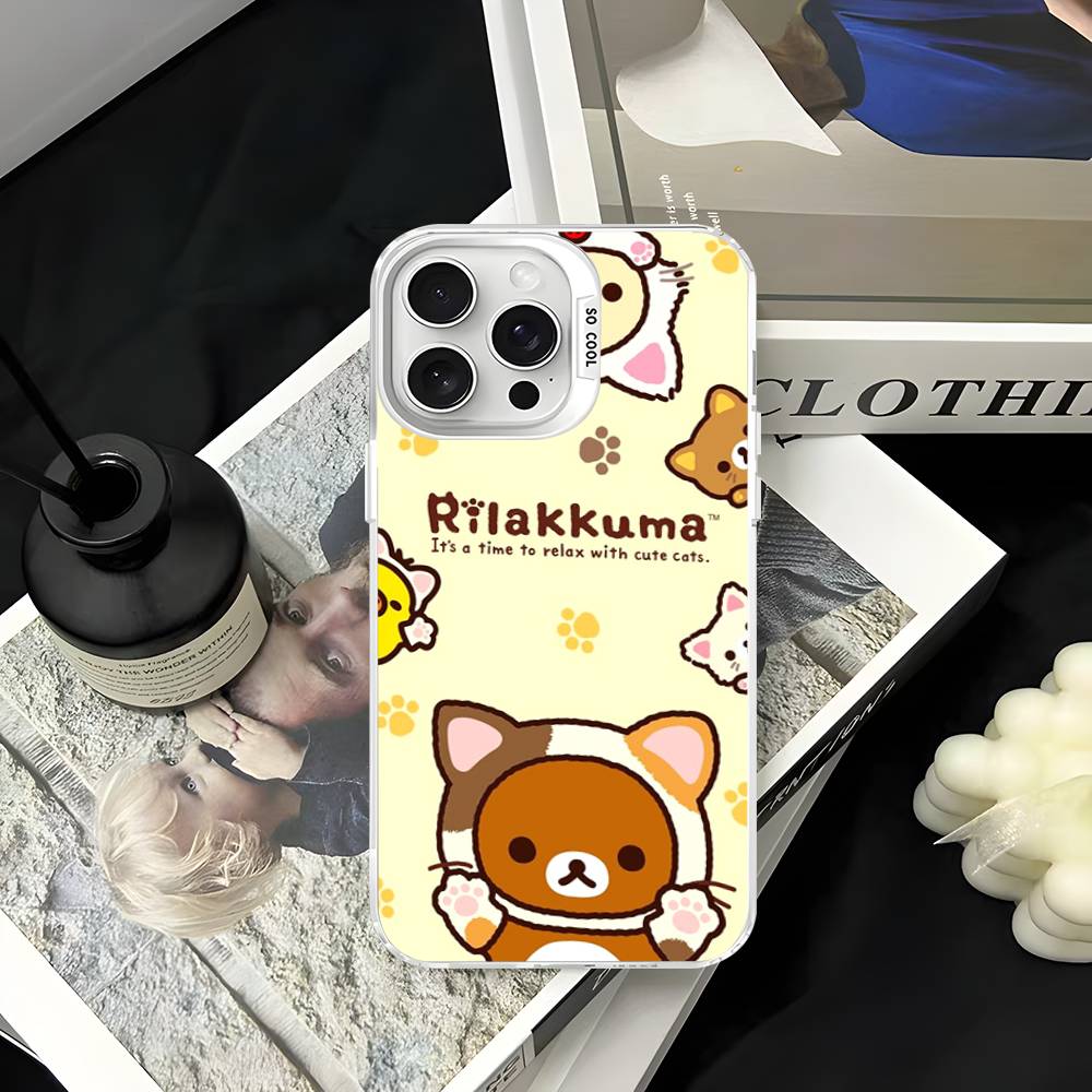 Rilakkuma Relaxed Bear Phone Cover For IPhone 16 15 14 13 12 11 17 Pro Max Plus Color Silver Shell
