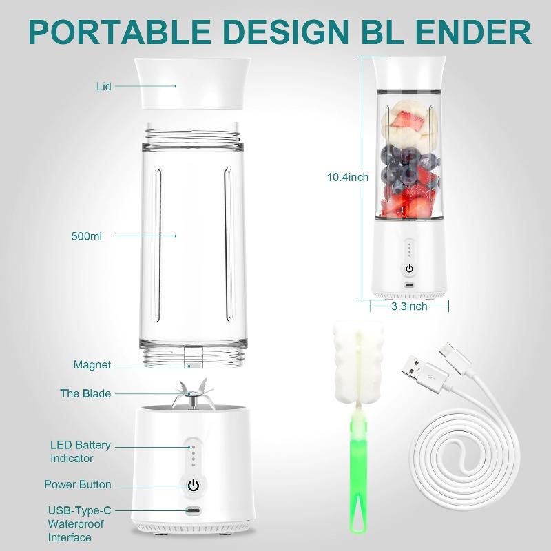 Mini licuadora portátil de frutas, vaso exprimidor eléctrico recargable para batidos y jugos