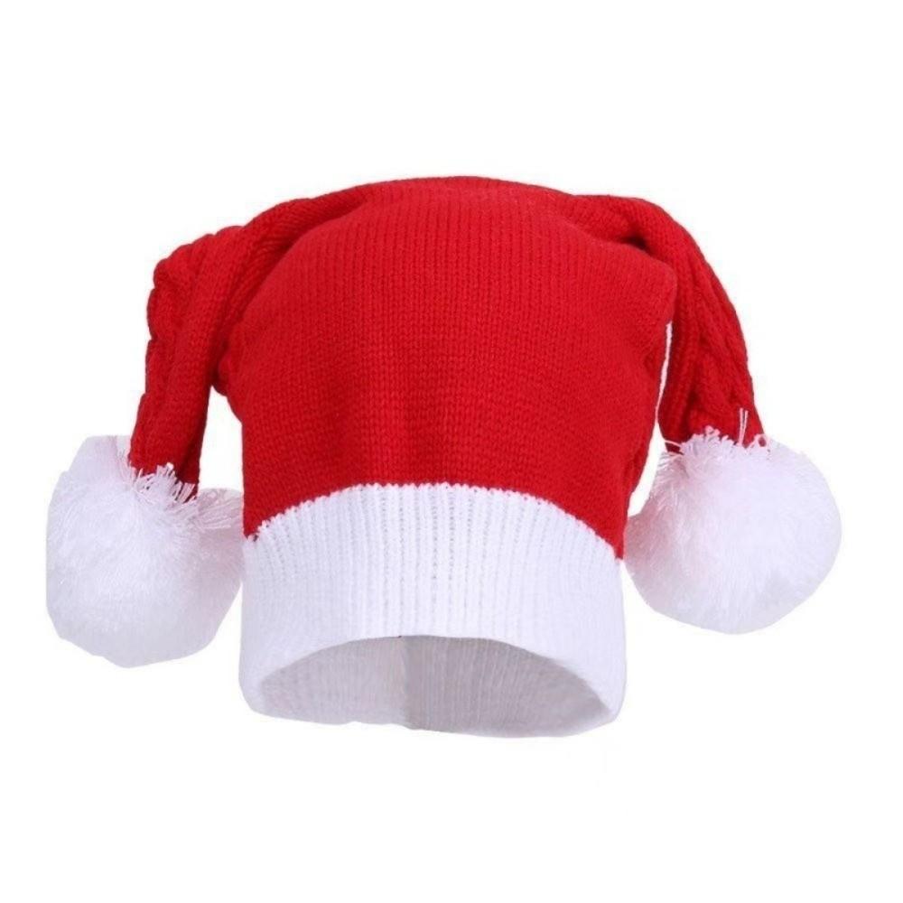 Knitted Fabric Christmas Beanie Hat Stretchy Fit Holiday Knit Cap Winter Santa Hat Christmas Party
