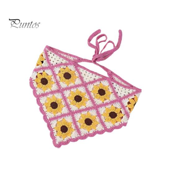 Готический вязаный крючком головной платок с цветочным узором на шнуровке, дышащий эластичный головной убор с растительным узором, аксессуары для волос