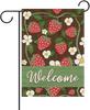 Dyrenson Welcome Spring Summer Strawberry Decorative Garden ag, ower Vine Botanical Yard Outside Home Decoration, oral GGO