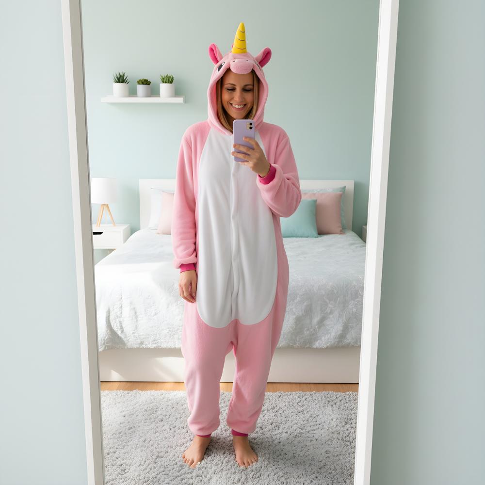 Piżama Onesie Kigurumi Kostium Przebranie Różowy Jednorożec Xl: 175-185Cm