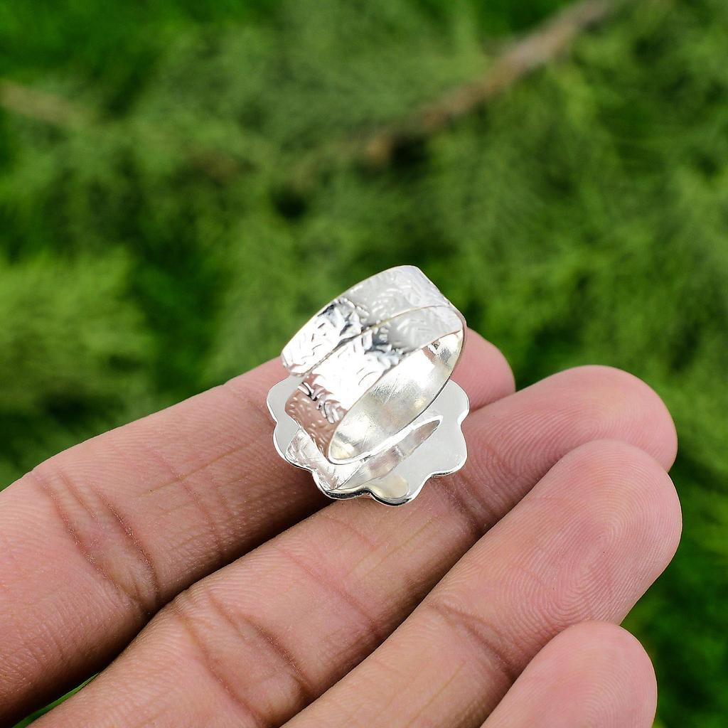 925 Sterling Silver Labradorite Stone Engagement New Promise Unique Ring Jewelry