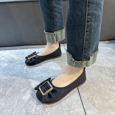 Модная женская обувь на плоской подошве с бантом, слипоны, низкий каблук, элегантная женская обувь, круглый носок, стильное предложение, Beau Today, дешевая ликвидация, платье